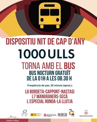 Imatge de la notícia 640 persones utilitzen els busos gratuïts habilitats per a la nit Cap d’Any en el marc de la campanya “1000 ulls”