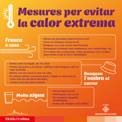 L’Ajuntament de Lleida activa la Fase 2 del Pla per prevenir els efectes de la calor davant la previsió d’altes temperatures