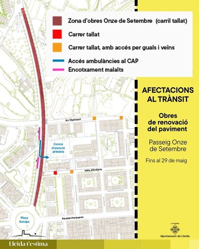 Imatge de la notícia Obres de renovació del paviment del Passeig Onze de Setembre, a partir de dilluns