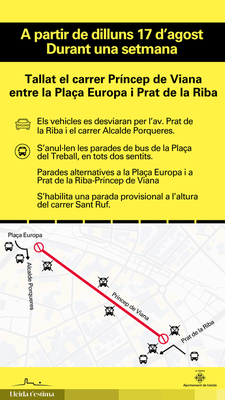 Pavimentació de Príncep de Viana, entre la plaça Europa i Prat de la Riba, a partir de dilluns dia 17