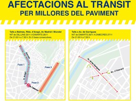Treballs durant tres nits per millorar el paviment afectat per la crema de contenidors 