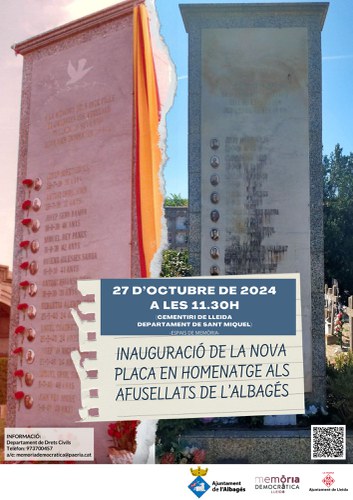 Imatge de la notícia La Paeria renova la placa del monument dedicat als afusellats de l‘Albagés al cementiri de Lleida