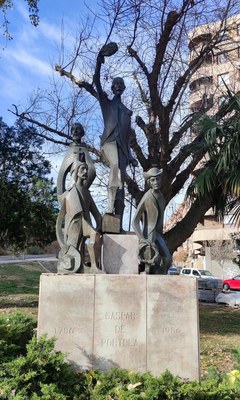 Tasques de restauració de l’estàtua de Gaspar de Portolà