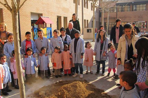 Imatge de la notícia L'alumnat del Príncep de Viana planta 4 nous arbres al pati de l'escola