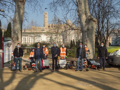 La Paeria presenta el nou servei de manteniment, conservació i neteja dels Camps Elisis a càrrec d’Aspros 