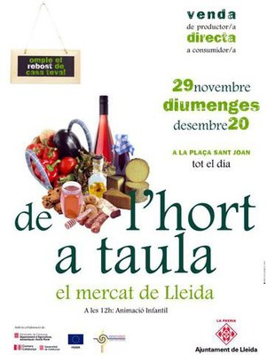 Lleida acollirà el mercat de proximitat ‘De l'hort a taula'