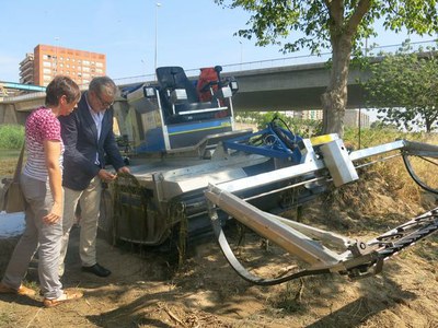 La Paeria neteja les plantes aquàtiques de la llera del riu Segre